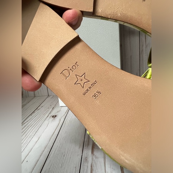 Christian Dior Canvas Check'N'Dior Pop Dway Sandals Chartreuse Sz 36.5 / 6.5 - Picture 10 of 11